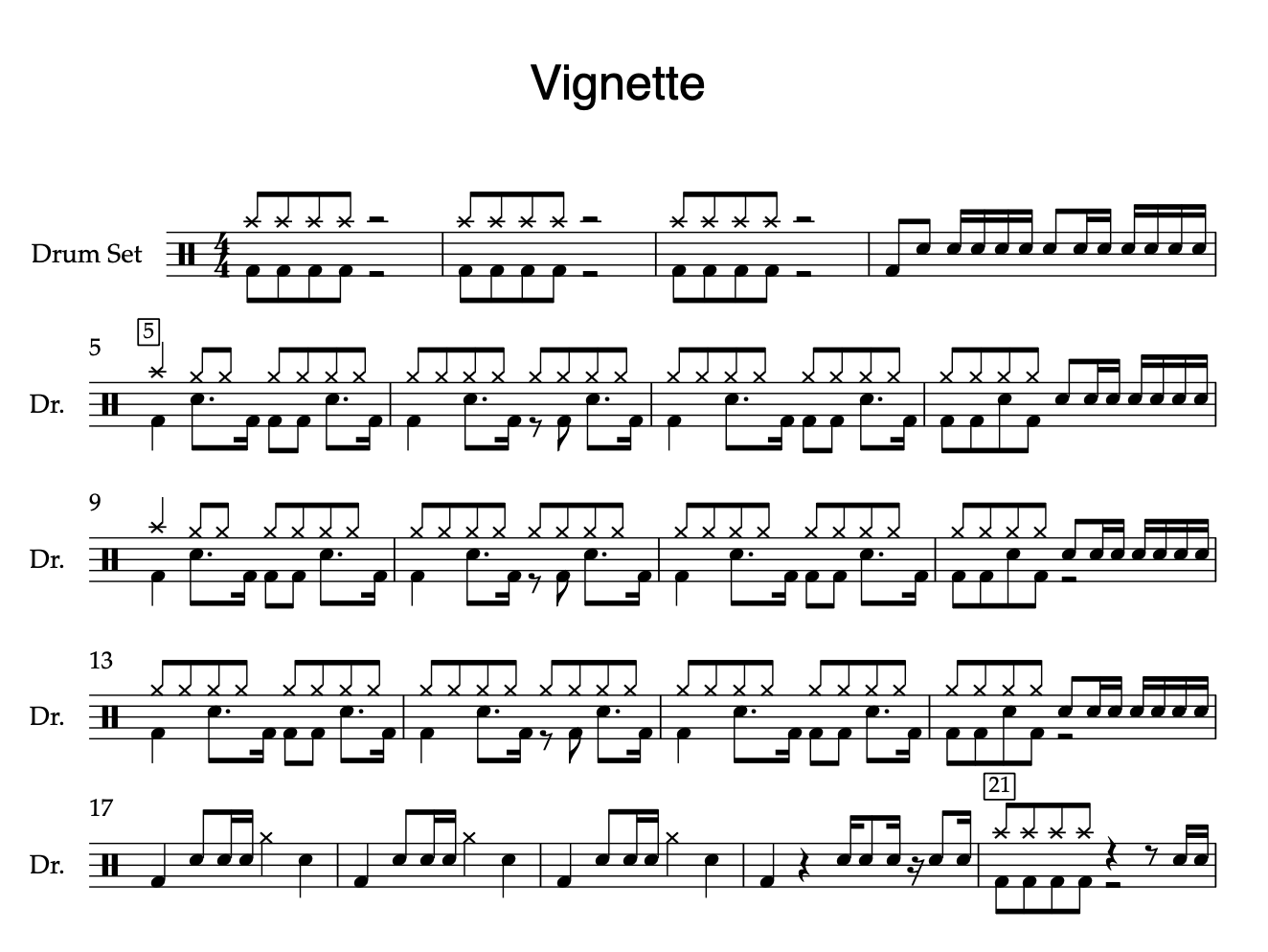 Vignette by Twenty One Pilots (Medium) Drumset Sheet Music
