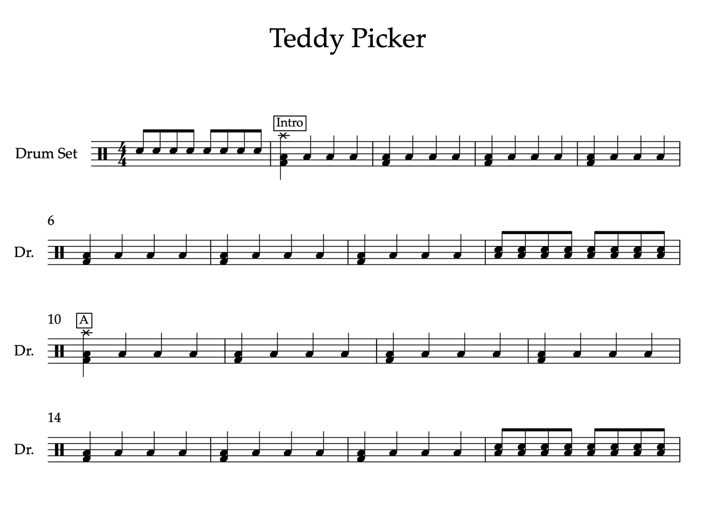 Teddy Picker by Artic Monkey (Easy) Drumset Sheet Music