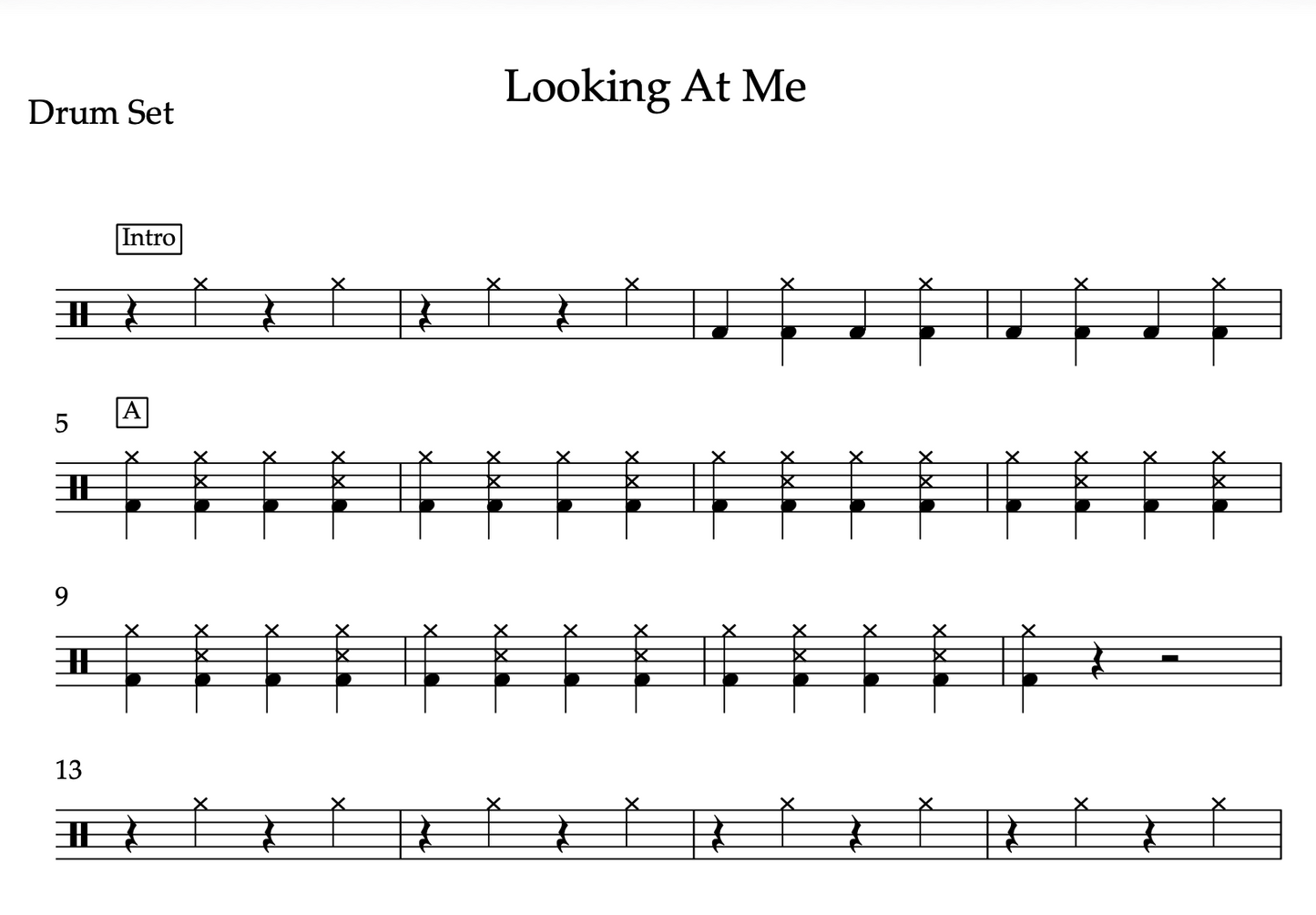 Looking At Me by Sabrina Carpenter (Easy) Drumset Sheet Music