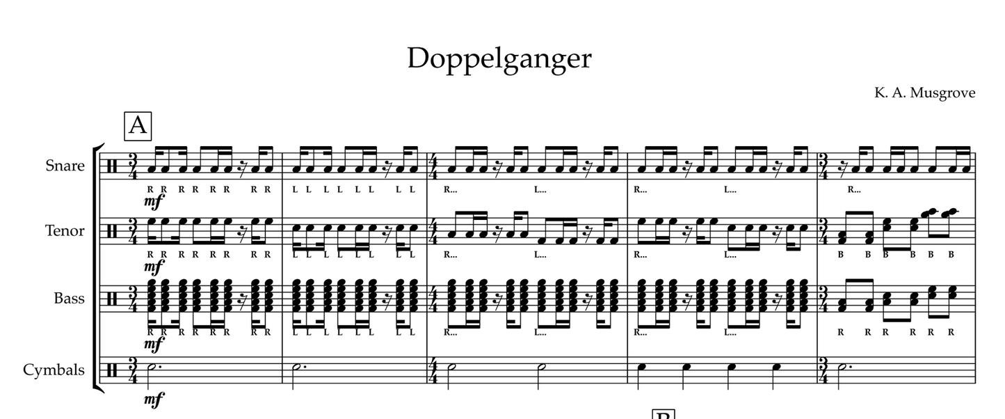 Doppelganger (Medium) Drumline Warmup
