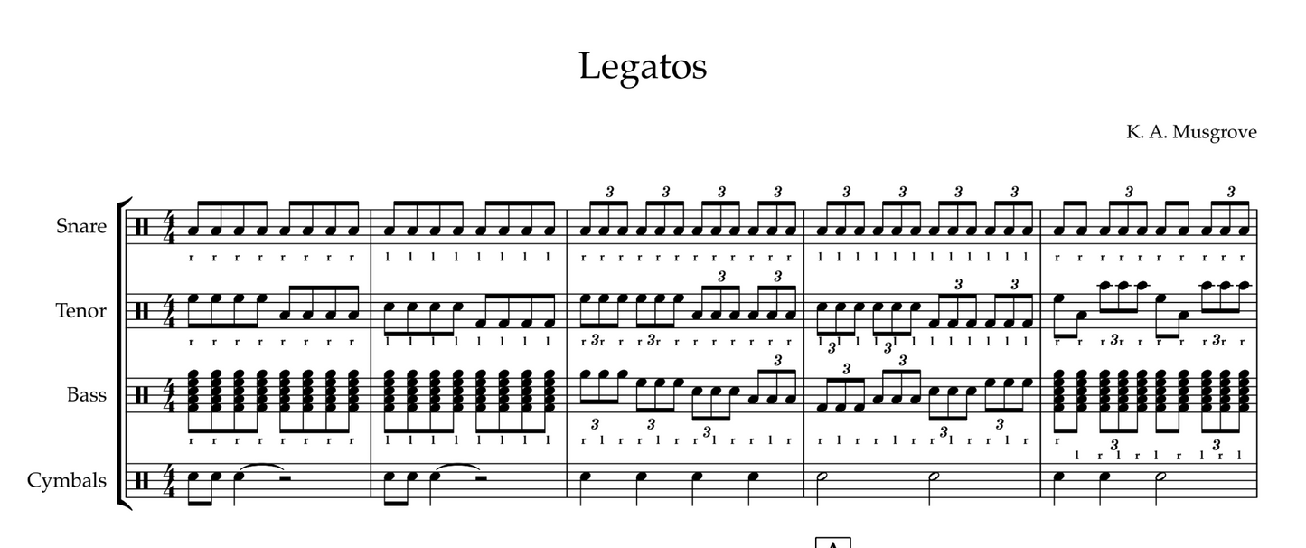 Legatos (Medium) Drumline Warmup
