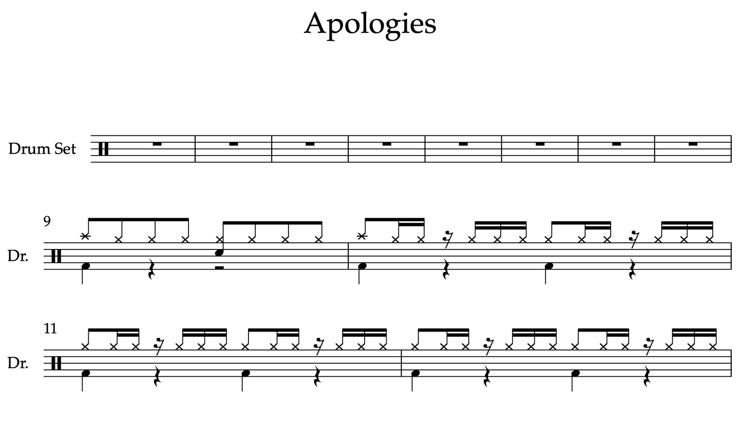 Apologies by Three Days Grace (Medium) Drumset Sheet Music