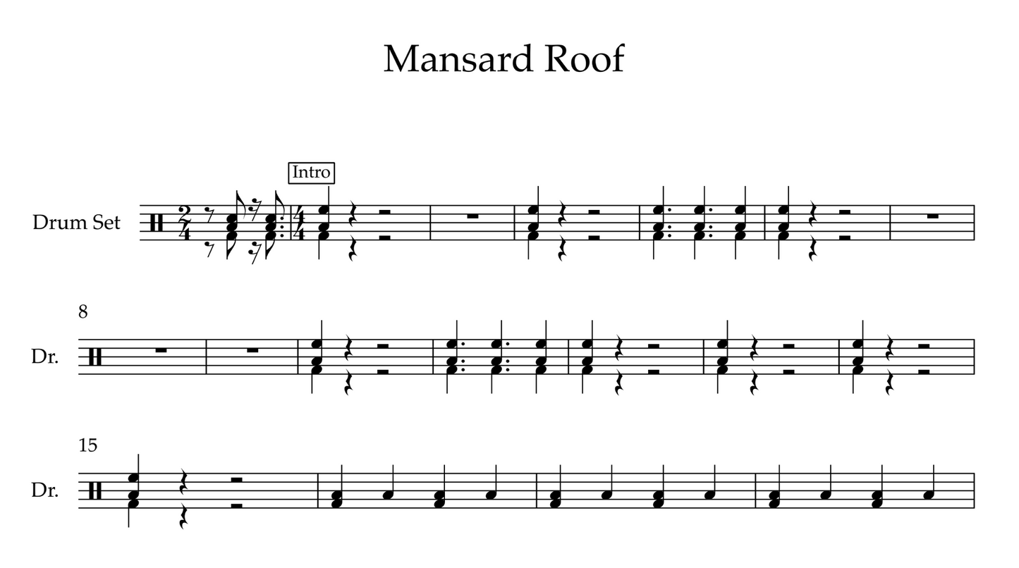 Mansard Roof by Vampire Weekend (Easy) Drumset Sheet Music