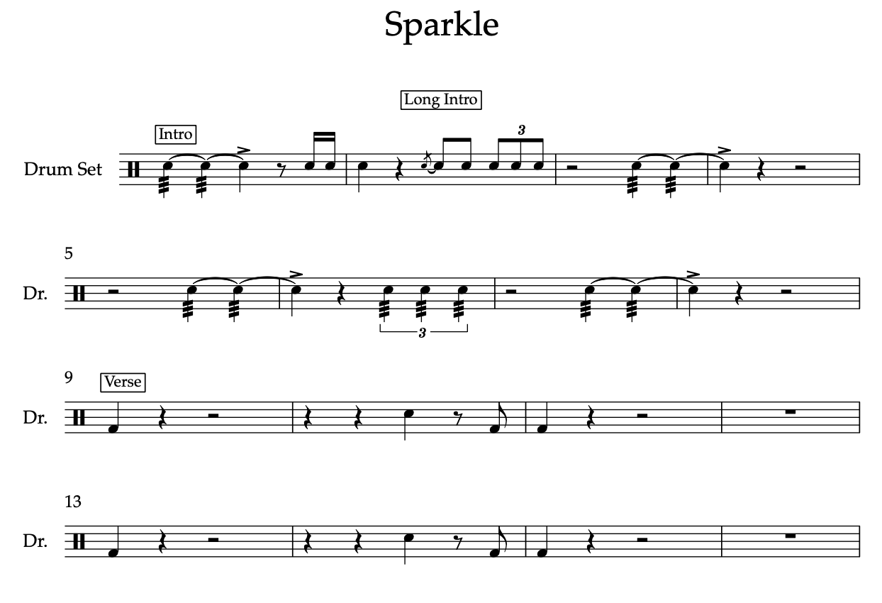Sparkle by Radwimps - Movie Version (Advanced) Drumset Sheet Music