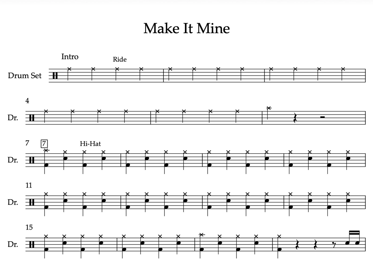 Make It Mine by Jason Mraz (Easy) Drumset Sheet Music