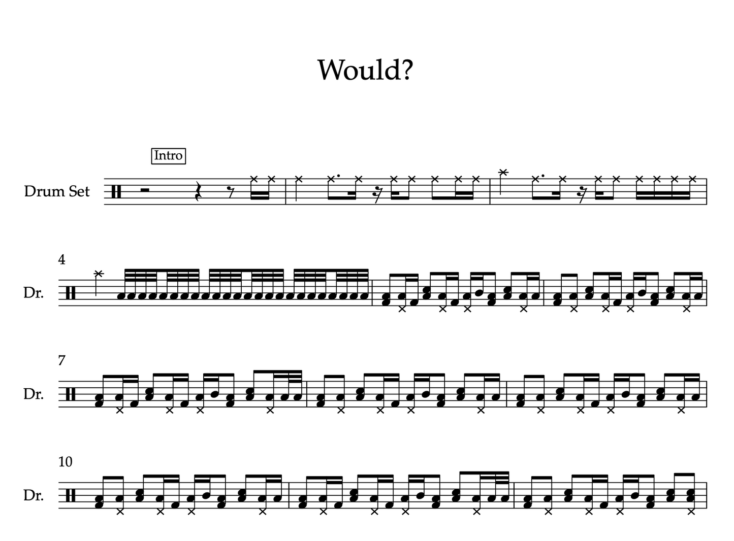 Would? by Alice In Chains (Advanced) Drumset Sheet Music
