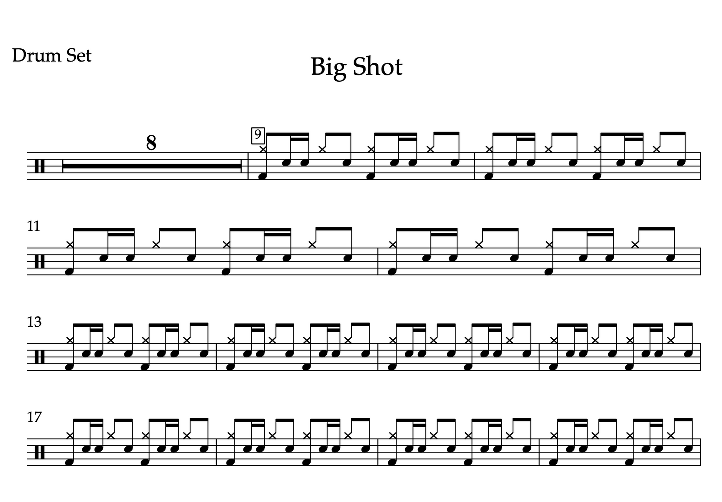Big Shot by Toby Fox (Easy) Drumset Sheet Music