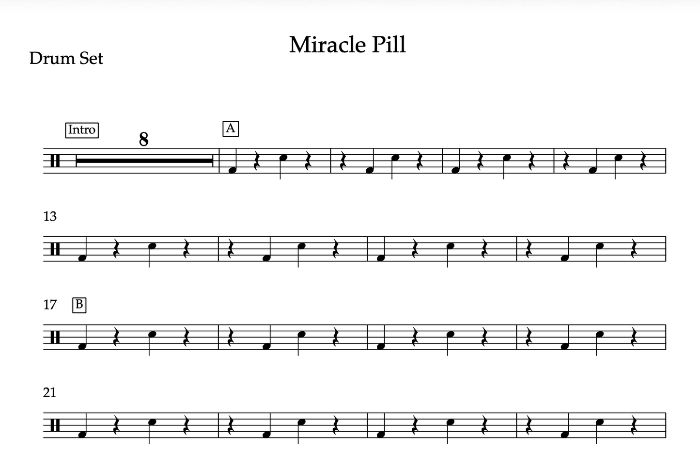 Miracle Pill by Goo Goo Dolls (Easy) Drumset Sheet Music
