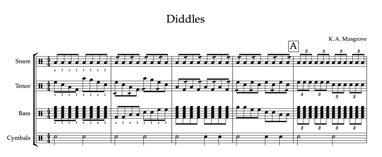 Diddles (Medium) Drumline Warmup