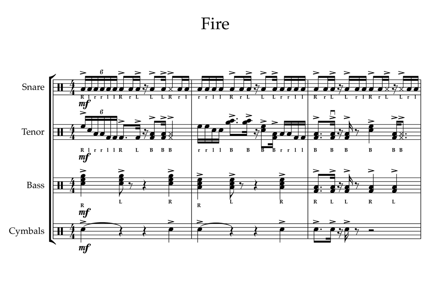 Fire (Advanced) Drumline Cadence