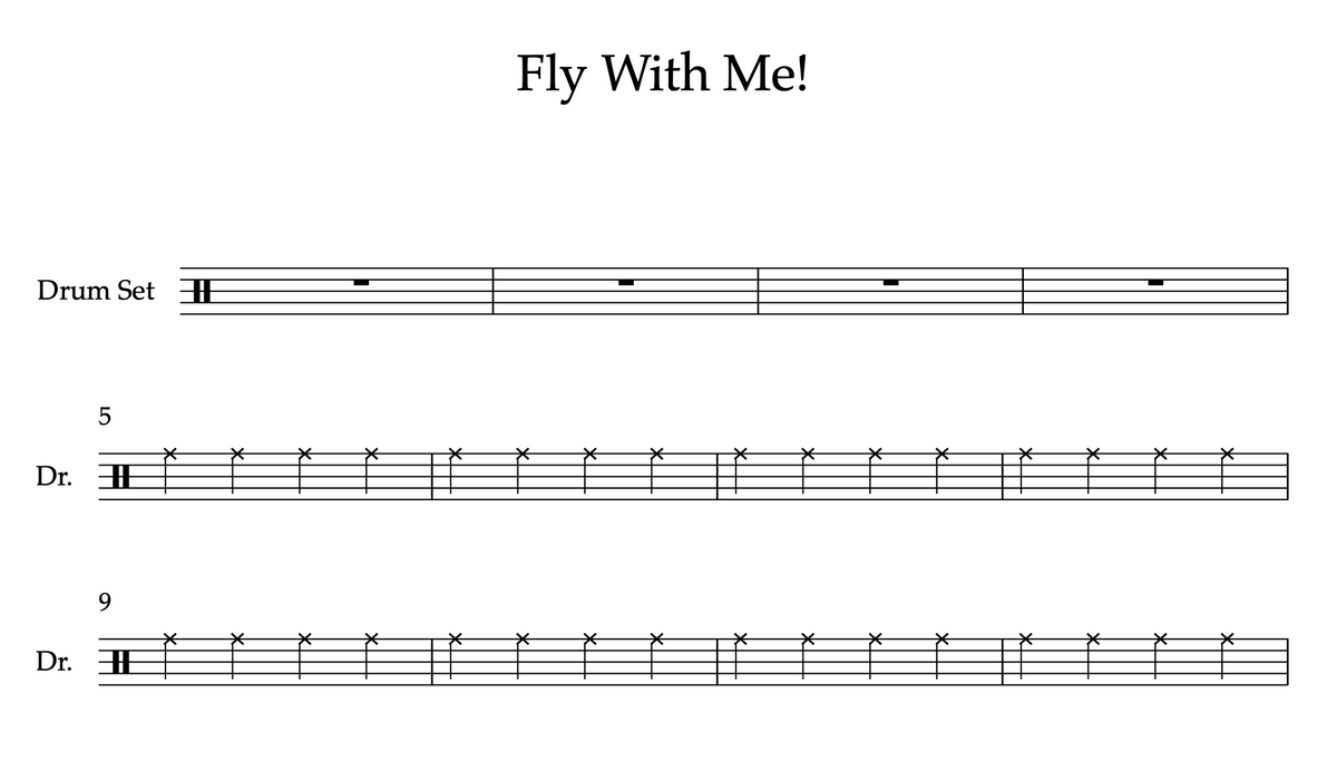 Come Fly Away With Me! from Skye's Music Party/PAW Patrol (Easy) Drumset Sheet Music