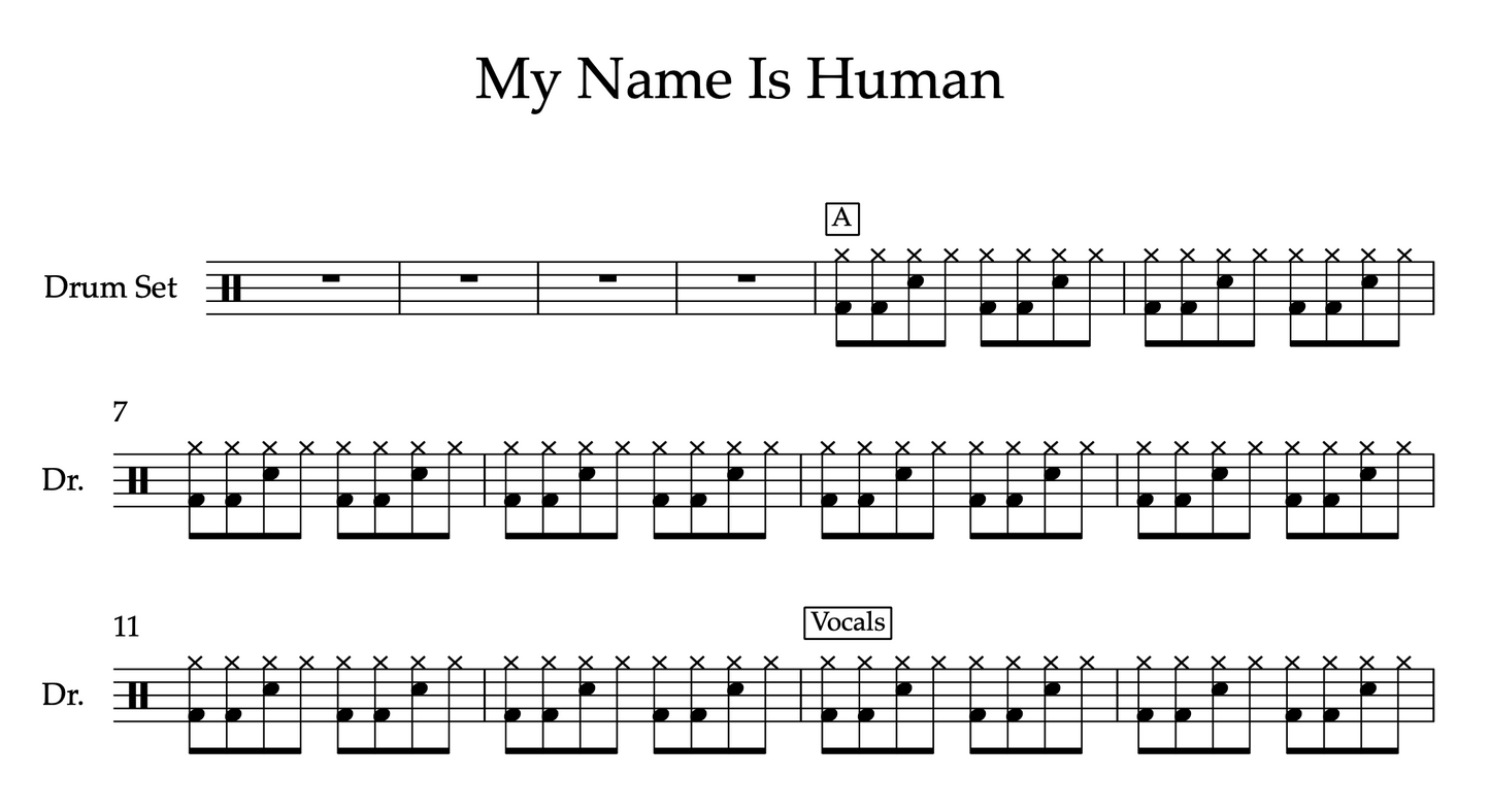My Name Is Human von Highly Suspect (Einfach) Drumset Noten