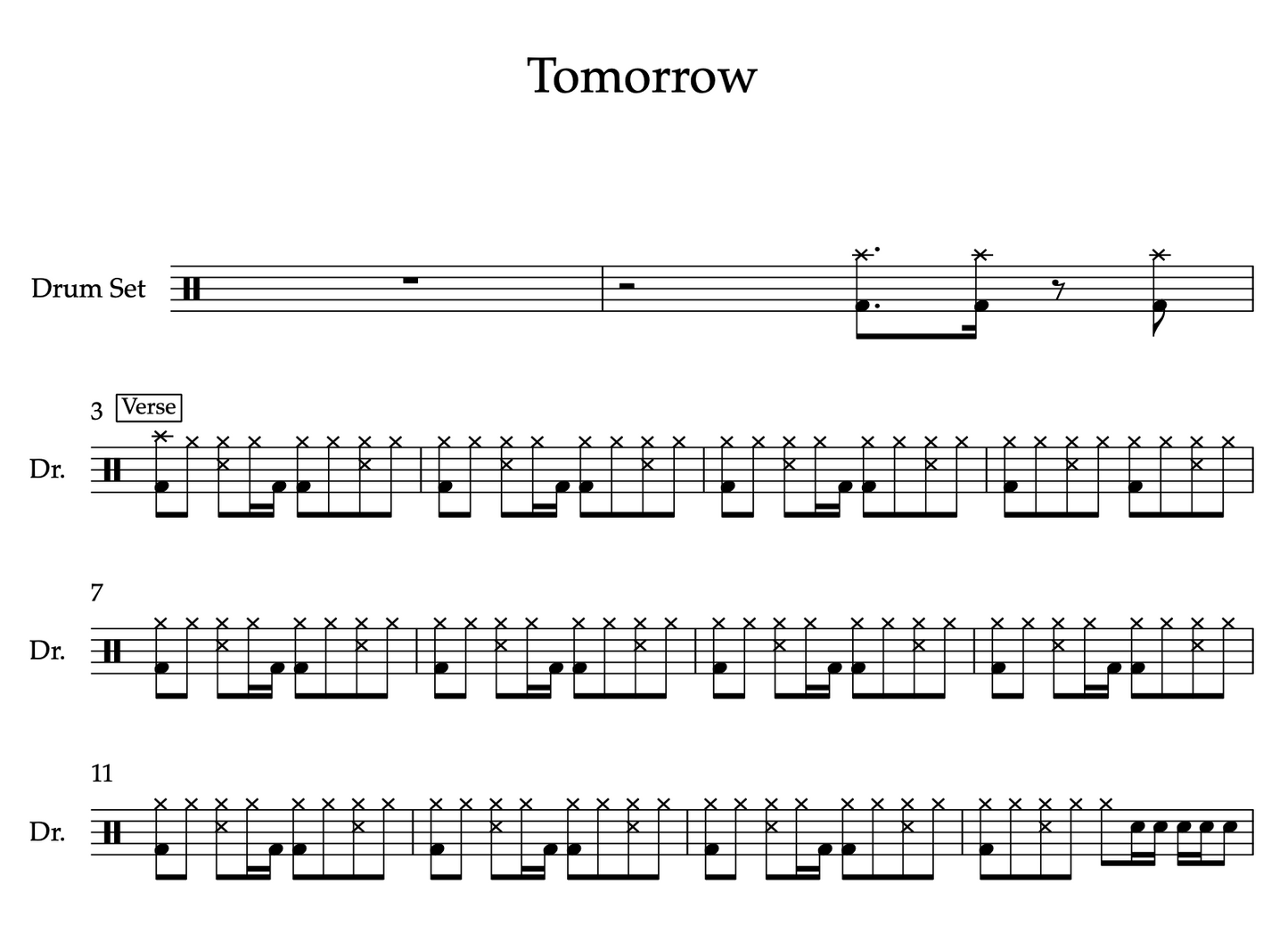 Tomorrow by Silverchair (Medium) Drumset Sheet Music